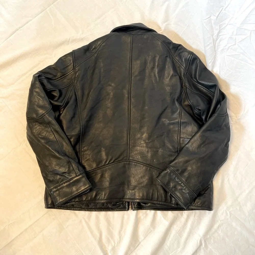 Wilsons Leather Jacket Extra Large Black Mens Full Zip Motorcycle Thinsulate - Picture 4 of 5